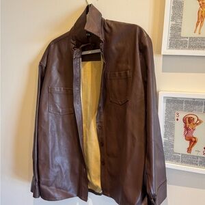 Motel Rocks Dark Brown Leather Shirt Jacket